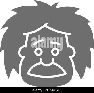 Einstein, professor, teacher or scientist grey icon. Stock Vector