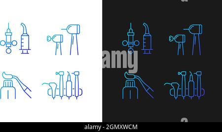 Oral surgery tools gradient icons set for dark and light mode Stock Vector