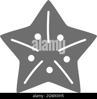 Starfish, sea creatures grey icon. Isolated on white background Stock Vector