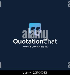 Flat Quote Chat mark talk conversation Logo design Stock Vector