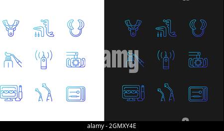 Dental check up gradient icons set for dark and light mode Stock Vector