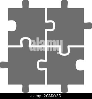 Puzzle, jigsaw, square, integrity, problem solving grey icon. Stock Vector