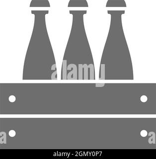 Vector pack of beer bottles grey icon. Stock Vector