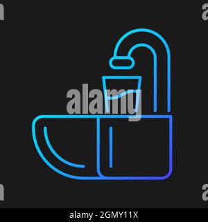 Dental spit bowl gradient vector icon for dark theme Stock Vector