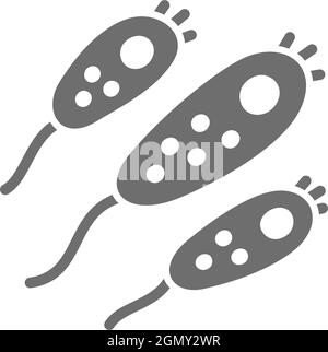 Probiotic, bacteria, germ grey icon. Isolated on white background Stock Vector