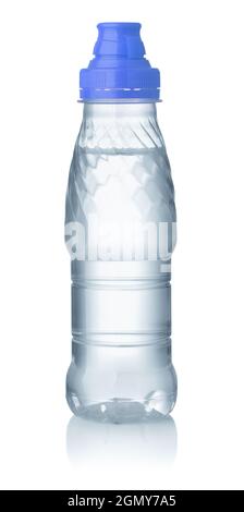 Front view of small plastic water bottle isolated on white Stock Photo