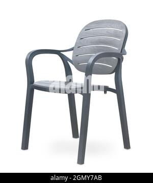 Gray plastic armchair isolated on white Stock Photo