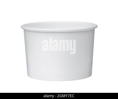 White empty disposable ice cream paper cup isolated on white Stock Photo