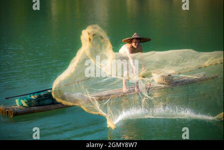 Daily life in Quay Son river Cao Bang province northern Vietnam Stock Photo