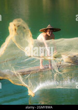 Daily life in Quay Son river Cao Bang province northern Vietnam Stock Photo