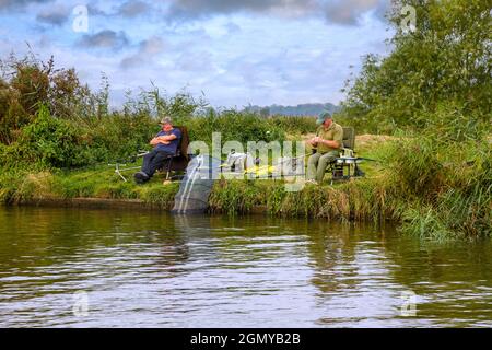 Fishing on the Norfolk Broads. Stock Photo