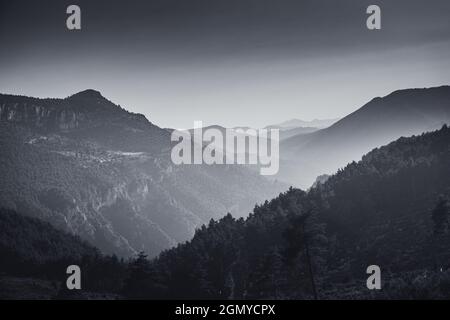 Foggy mountains in Taurus, Adana. Atmospheric mood and background.