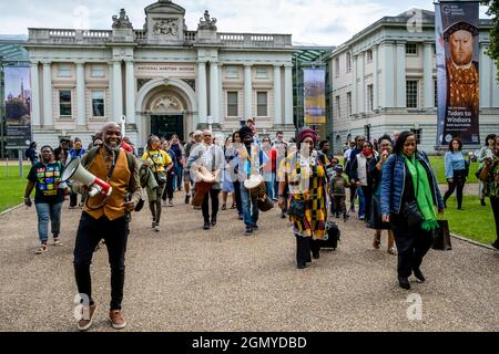 People Take Part In A March To Commemorate International Slavery Remembrance Day, Greenwich, London, UK. Stock Photo