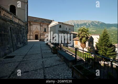 Village, Church of Santa Maria Assunta, Landscape, Caramanico Terme, Pescara, Abruzzo, Italy, Europe Stock Photo