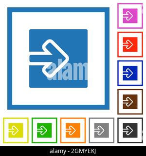 Import object solid flat color icons in square frames on white background Stock Vector