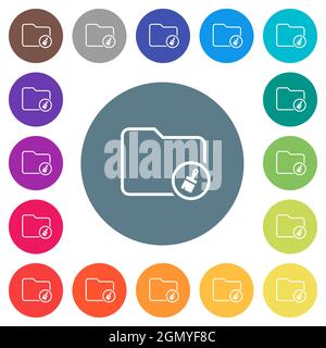 Directory paste outline flat white icons on round color backgrounds. 17 background color variations are included. Stock Vector