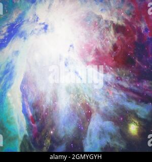 Abstract Multicolored Smooth Bright Nebula Galaxy Artwork Background Stock Photo