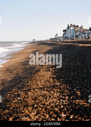 Aldeburgh beach in summer on the Suffolk coast at Aldeburgh Suffolk England UK Stock Photo