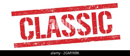 CLASSIC text on red grungy rectangle stamp sign. Stock Photo