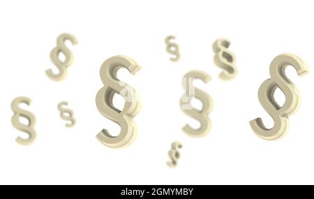 3d illustration of beige paragraph signs or section symbols on a white background Stock Photo