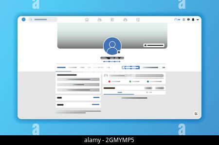 Design concept for website layout and user interface development. Mock up social network page. Vector illustration in flat style. UI UX template Stock Vector