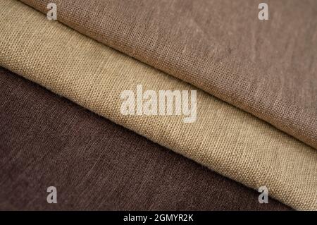 Brown linen pattern texture background. Stripes of fabric. Natural linen texture as background Stock Photo