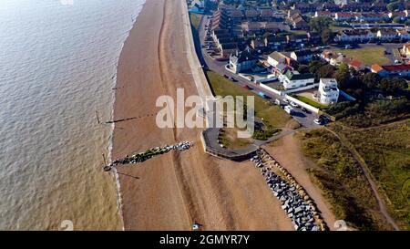 Close-up, aerial view of the Remains of Sandown Castle, Deal  Kent Stock Photo