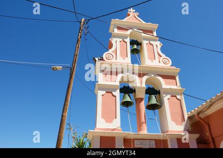 Traditional Greek freestanding bell tower, Corfu - Greece. Stock Photo