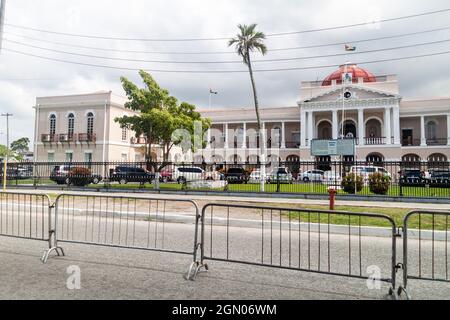 GEORGETOWN, GUYANA - AUGUST 10, 2015: Building of the Parliament in Georgetown, capital of Guyana. Stock Photo