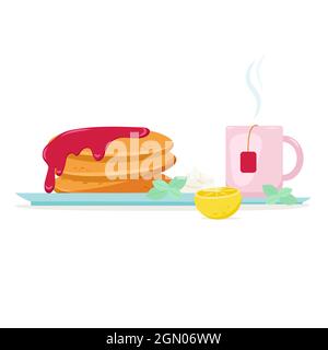 Healthy and nutritious breakfasts, food, vector illustration in flat style Stock Vector