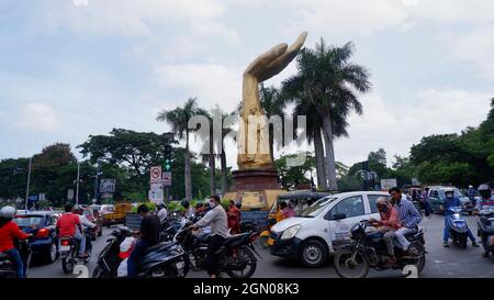 Monument for congress party, Nanlnagar, Hyderabad, Telangana, India Stock Photo