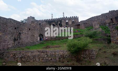 5th Sep 21, Golkonda fort, Hyderabad, India. Qutub Shahi Masjid at Khair complex, Golkonda fort Stock Photo