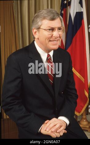 Austin Texas USA, circa 1985: Democratic Governor MARK WHITE  performing his duties at the Texas Capitol during his only term in office, 1983-1987. ©Bob Daemmrich Stock Photo