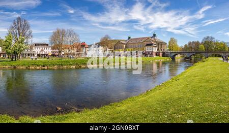 Saale am Rosengarten in Bad Kissingen, Bavaria, Germany Stock Photo