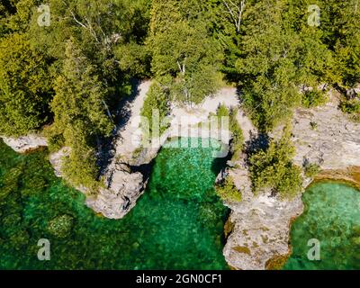 Photograph of Cave Point County Park, Sturgeon Bay, Door County, Wisconsin, USA. Stock Photo