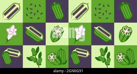 Sesame also known Gingelly abstract seamless geometric vector pattern for packaging design Stock Vector