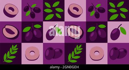 Black Olive abstract seamless geometric vector pattern for packaging design Stock Vector