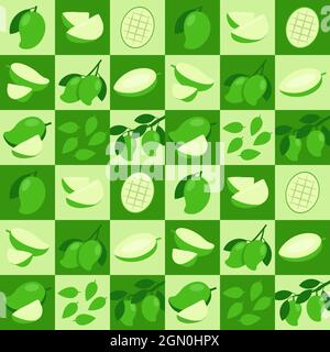 Green Mango abstract seamless geometric vector pattern for packaging design Stock Vector