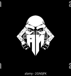 AN Monogram ESport Gaming with Skull Mask Shape Style Vector Stock Vector