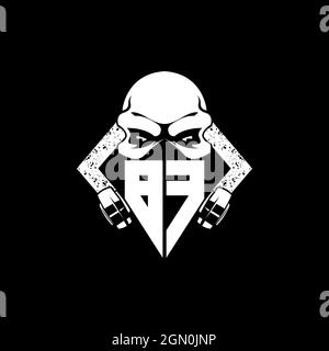 BF Monogram ESport Gaming with Skull Mask Shape Style Vector Stock Vector