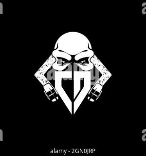CD Monogram ESport Gaming with Skull Mask Shape Style Vector Stock Vector