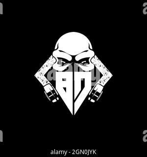 BD Monogram ESport Gaming with Skull Mask Shape Style Vector Stock Vector