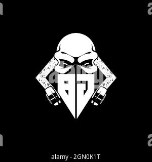 BG Monogram ESport Gaming with Skull Mask Shape Style Vector Stock Vector