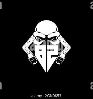 BZ Monogram ESport Gaming with Skull Mask Shape Style Vector Stock Vector