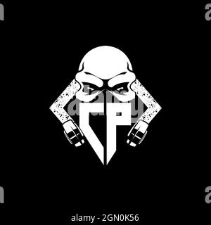 CP Monogram ESport Gaming with Skull Mask Shape Style Vector Stock Vector