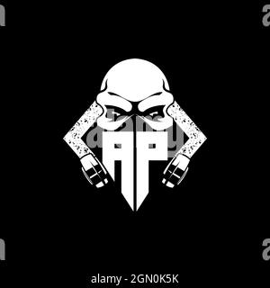 AP Monogram ESport Gaming with Skull Mask Shape Style Vector Stock Vector