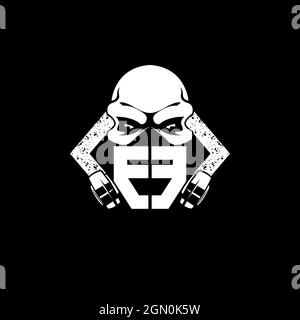 EE Monogram ESport Gaming with Skull Mask Shape Style Vector Stock Vector