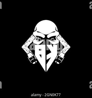 BK Monogram ESport Gaming with Skull Mask Shape Style Vector Stock Vector