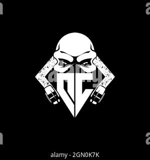 DC Monogram ESport Gaming with Skull Mask Shape Style Vector Stock Vector