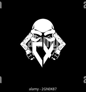 CX Monogram ESport Gaming with Skull Mask Shape Style Vector Stock Vector